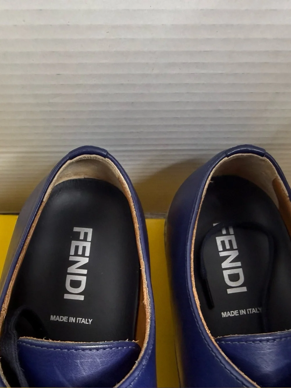 Men's Fendi Plain-toe Navy Lace Up Derby Shoes